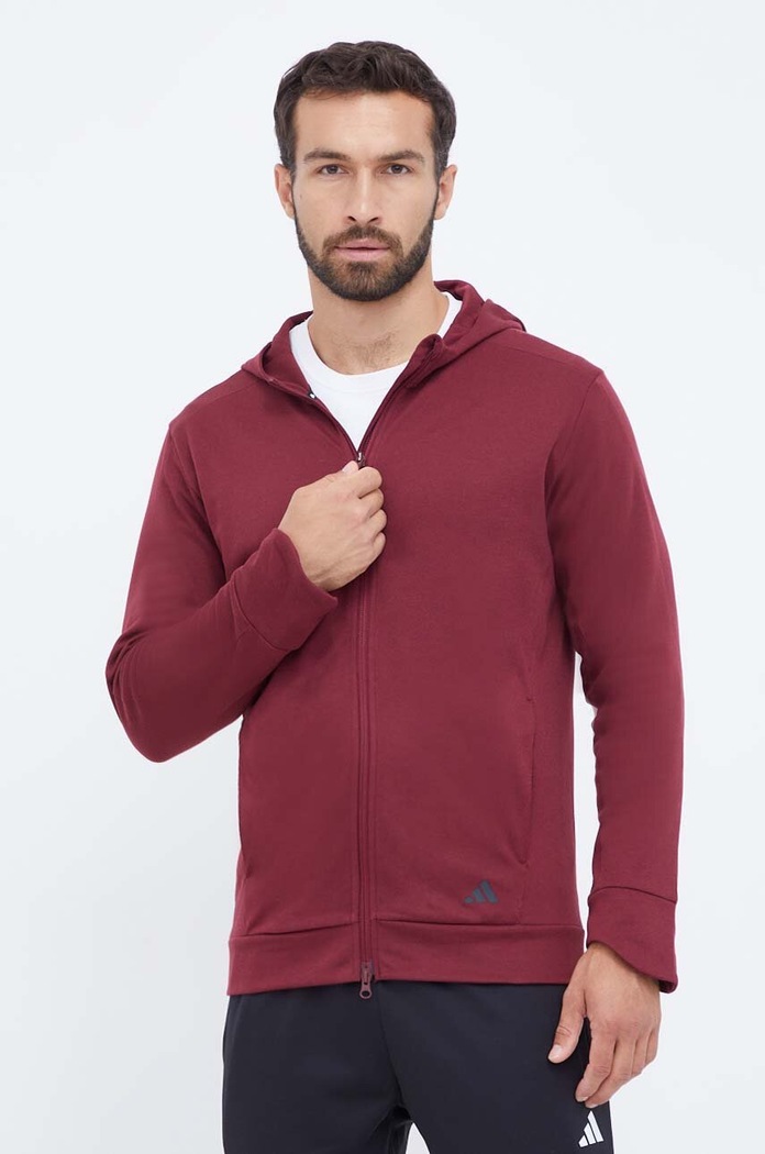 adidas Performance bluza treningowa Base z kapturem bordowy IB3485