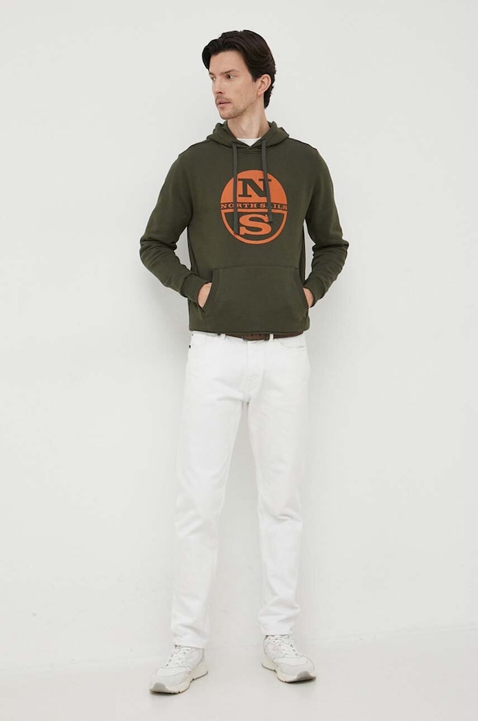 Bombažen pulover North Sails 691161 zelena AW23