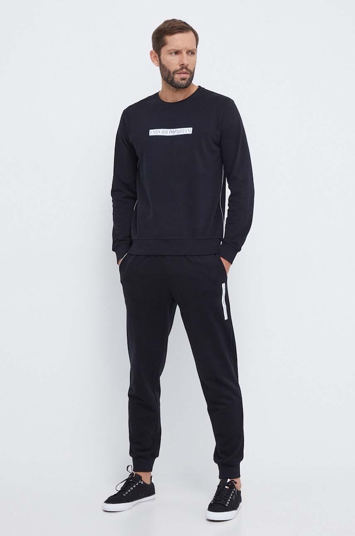 Bavlněná mikina Emporio Armani Underwear 111785.3F573 černá AW23