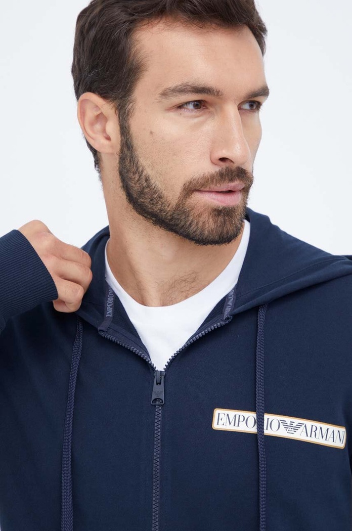 Бавовняна кофта лаунж Emporio Armani Underwear темно-синій 112053.3F573