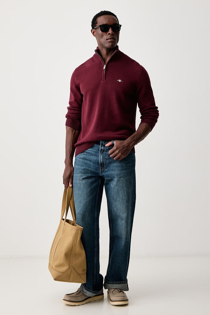 Gant Sweter męski bawełniany 8030170 bordowy SS26