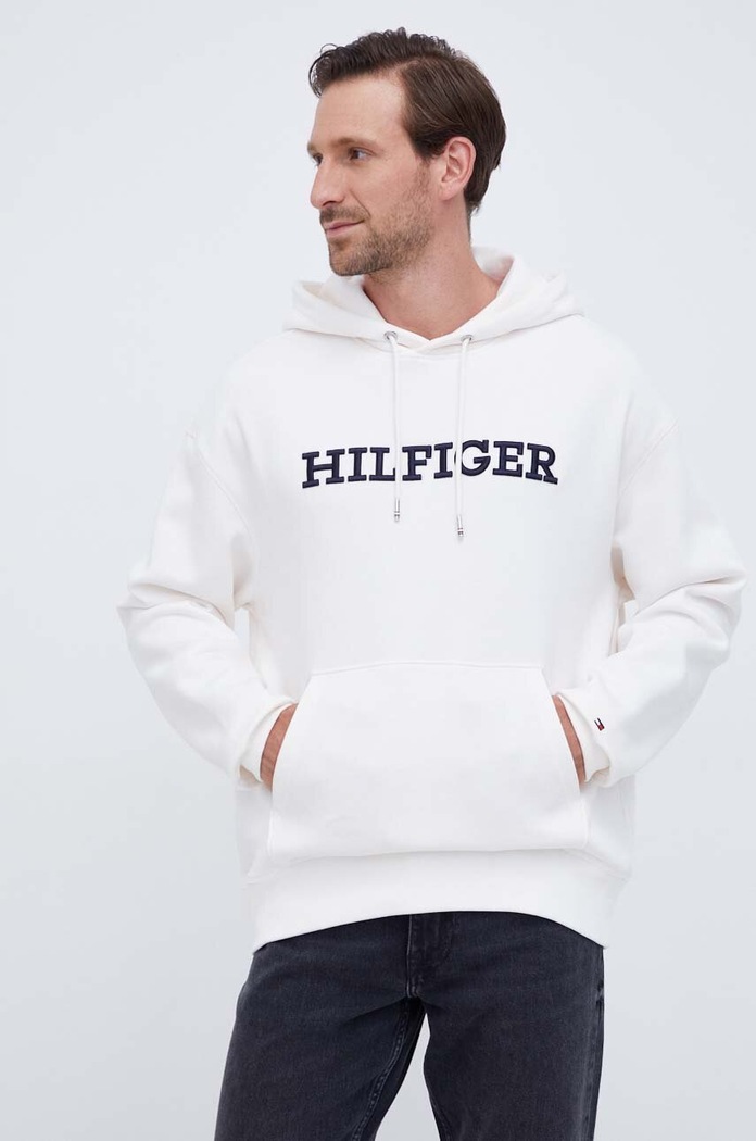 Dukserica Tommy Hilfiger natpis bež MW0MW33062