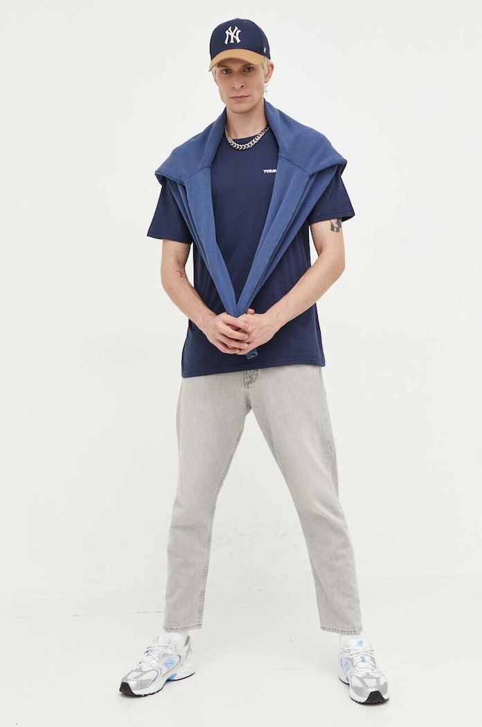 Bavlněná mikina Tommy Jeans DM0DM17798 námořnická modř AW23