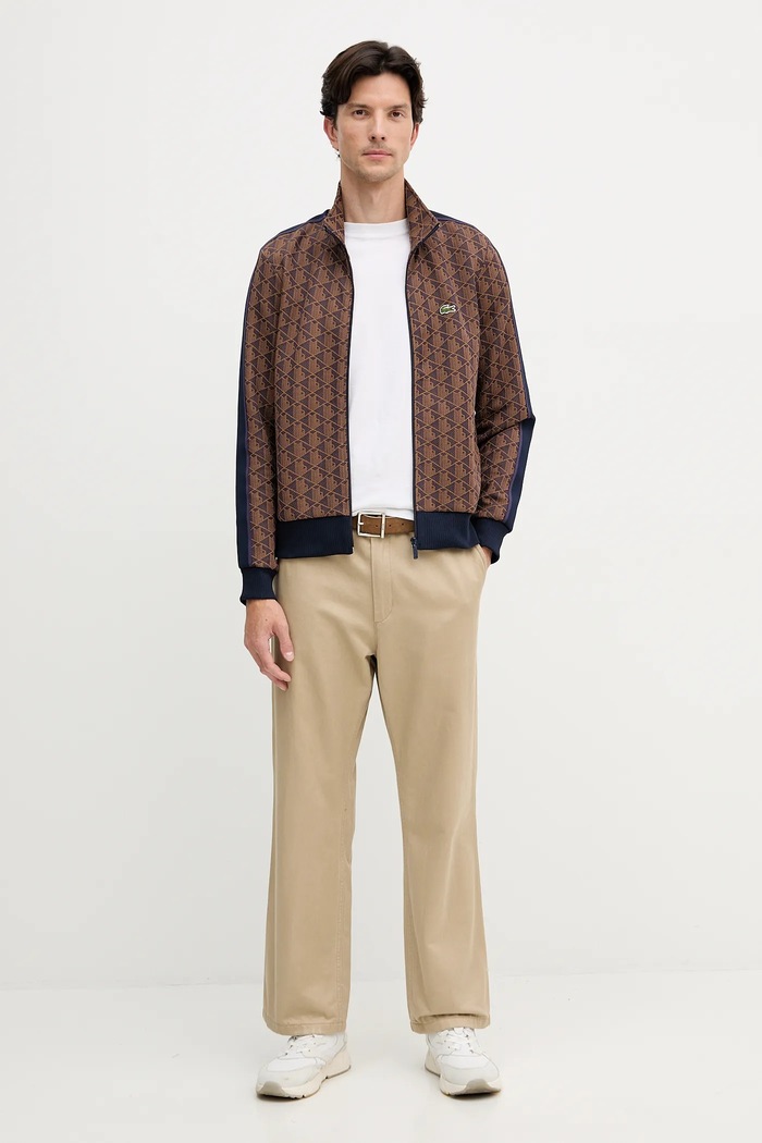 Lacoste Hanorac cu fermoar pentru bărbați SH1368 maro SS26