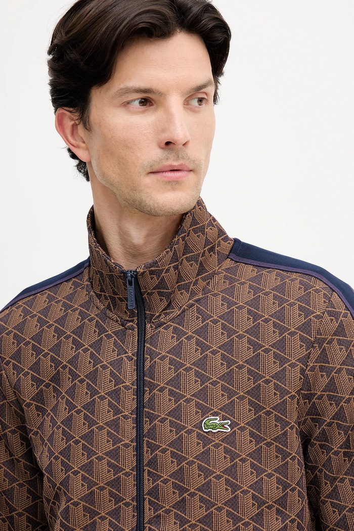 Hanorac cu fermoar pentru bărbați Lacoste maro SH1368
