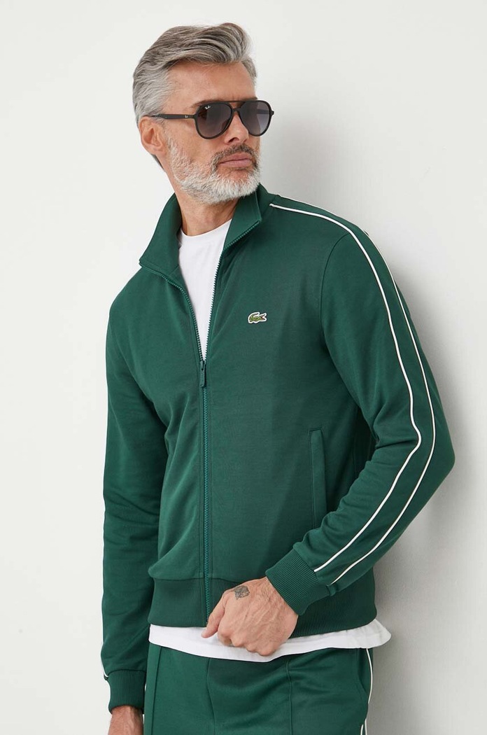 Lacoste Суичър с цип мъжки без качулка зелен SH1457