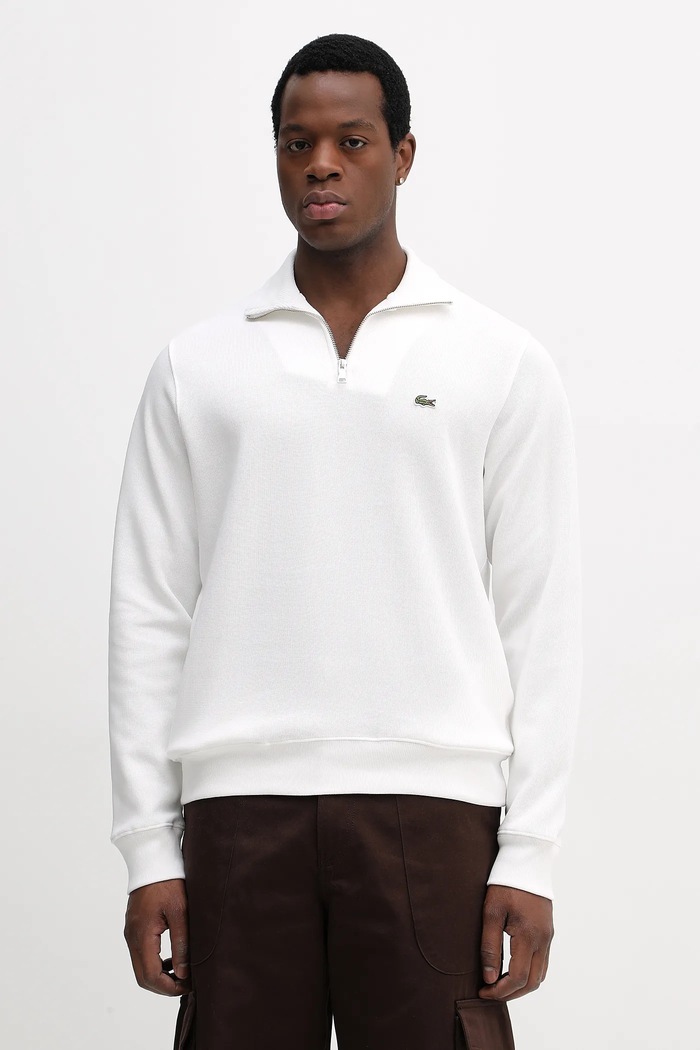 Bombažen pulover Lacoste Bombaž bela SH1927