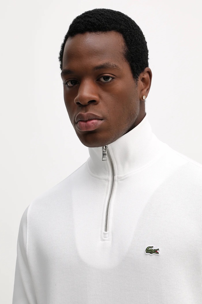 Bombažen pulover Lacoste bela SH1927