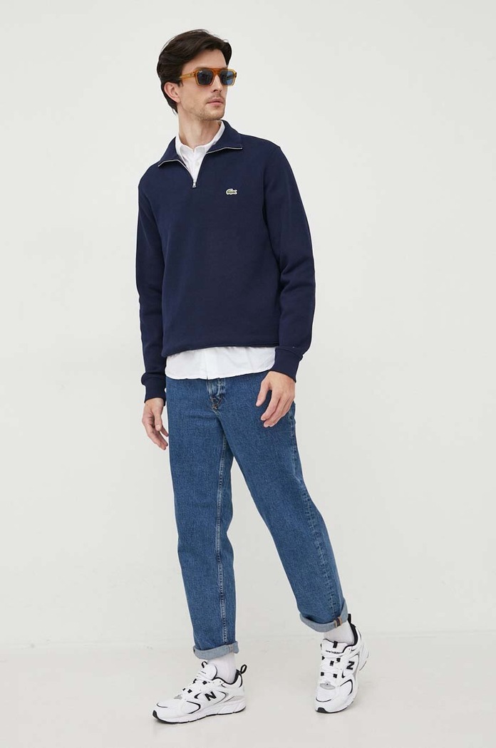 Bombažen pulover Lacoste SH1927 mornarsko modra SS26