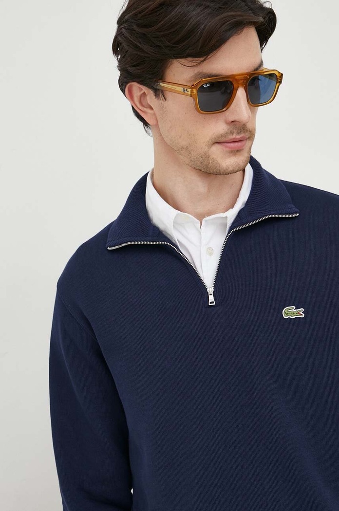 Bombažen pulover Lacoste mornarsko modra SH1927