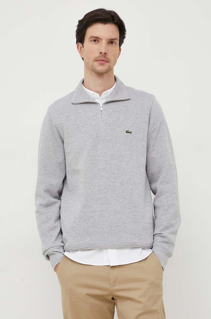 Lacoste sweter bawełniany bawełna szary SH1927