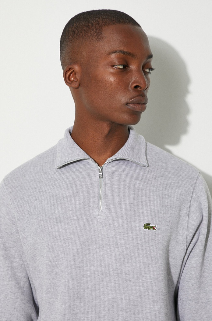 Хлопковый свитер Lacoste серый SH1927