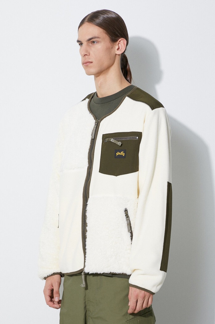 Mikina Stan Ray PATCHWORK FLEECE CARDIGAIN béžová AW2319827