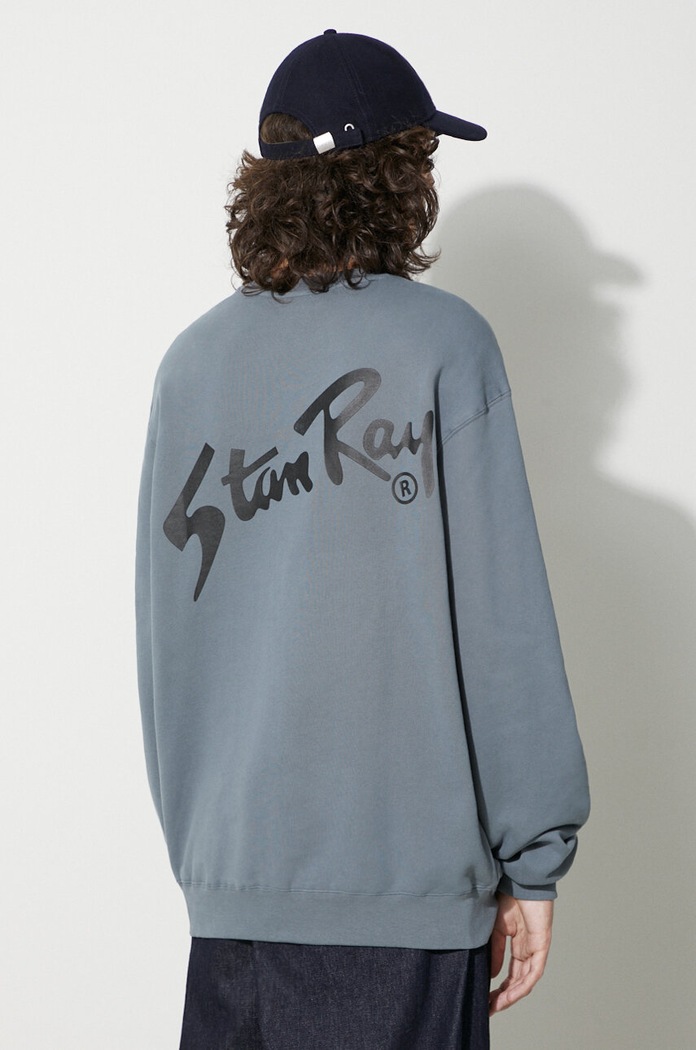 Bavlněná mikina Stan Ray STAN OG CREW potisk šedá AW2314162