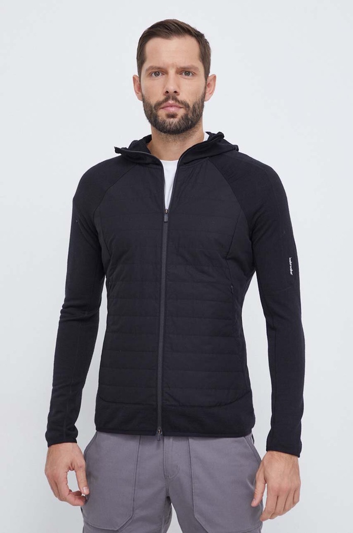 Спортивная кофта Icebreaker Merino Quantum с капюшоном чёрный IB0A56QP0011
