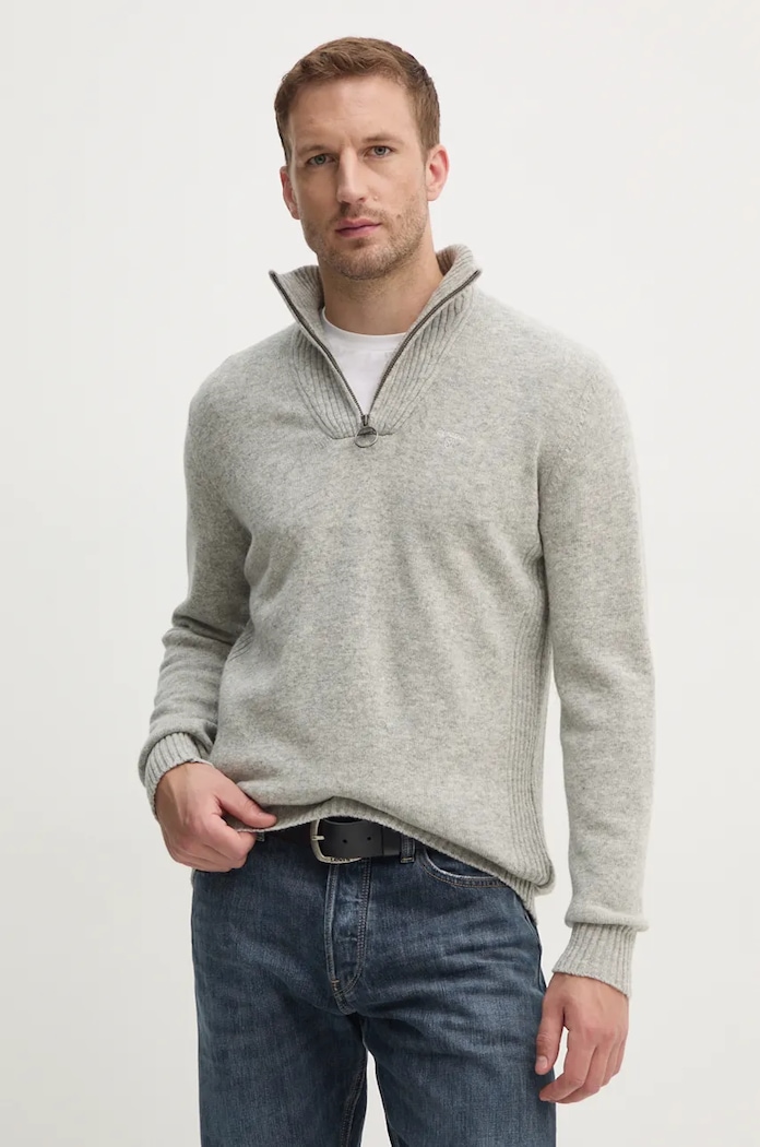 Barbour Maglione da uomo in lana grigio MKN0339