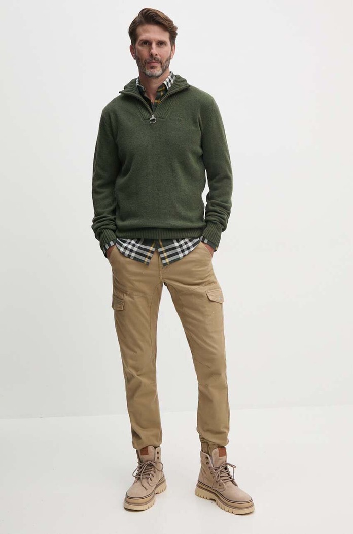 Barbour sweter męski wełniany MKN0339 zielony AA00