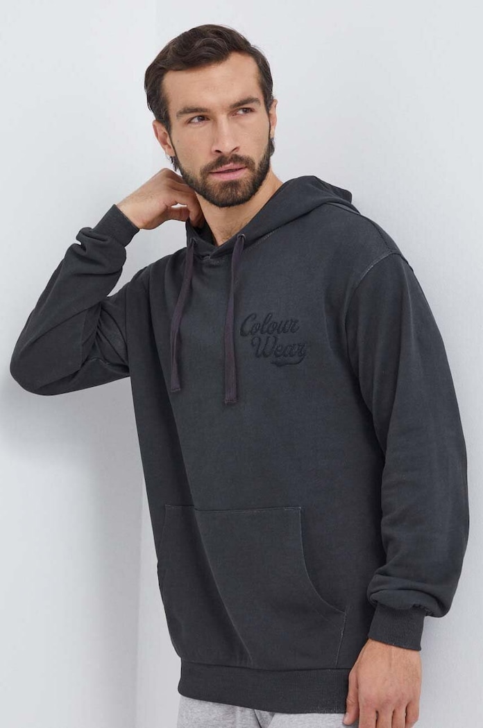 Bavlněná mikina Colourwear s kapucí šedá 7010367