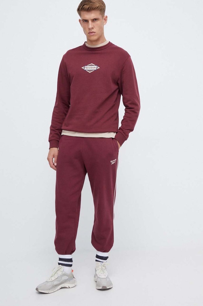 Βαμβακερή μπλούζα Reebok Classic 100034557 μπορντό AW23