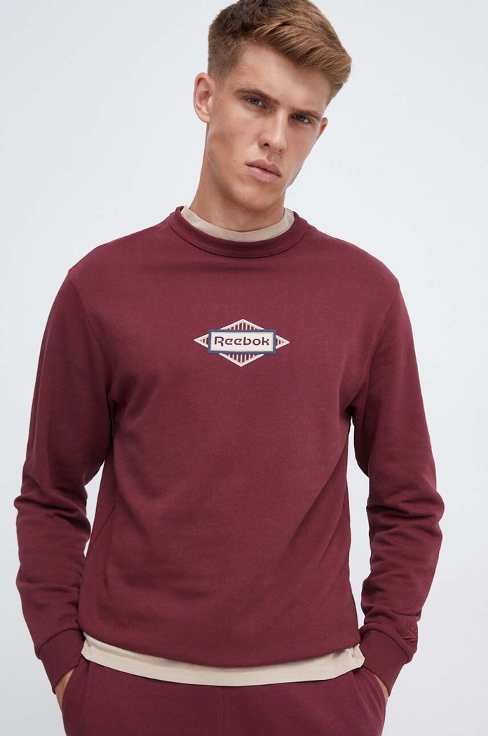 Βαμβακερή μπλούζα Reebok Classic μπορντό 100034557