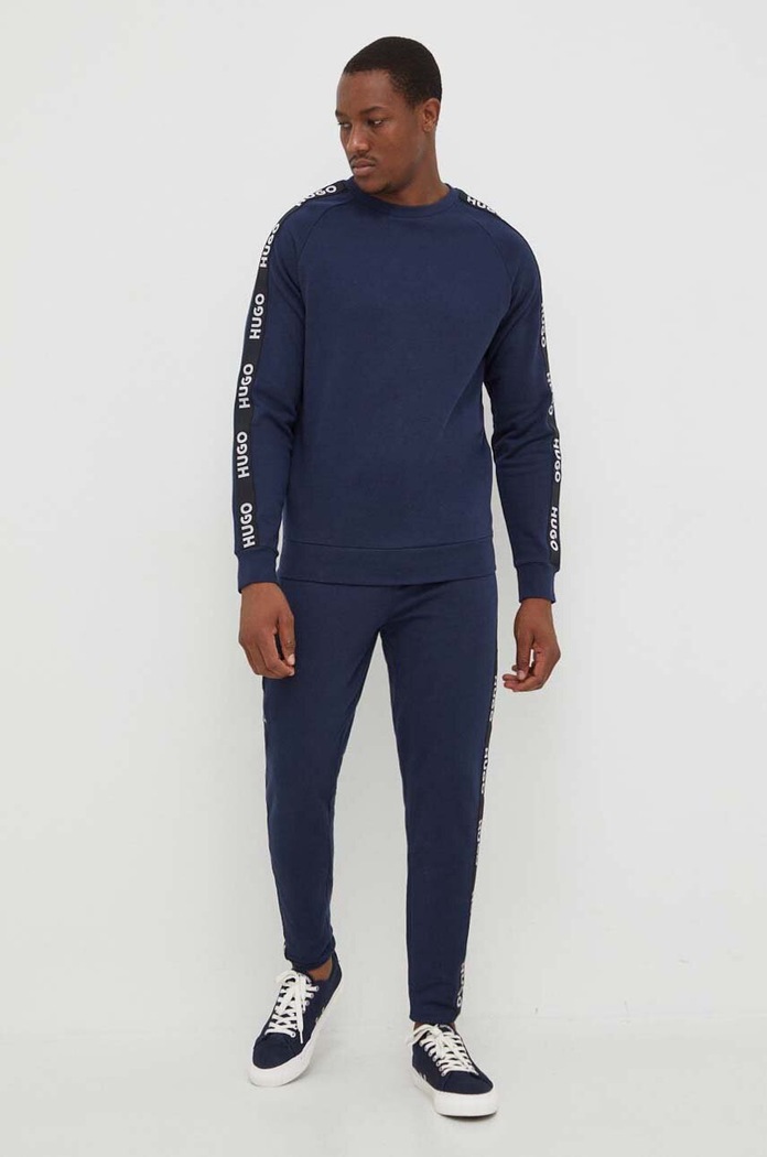 HUGO bluza bawełniana lounge 50504273 niebieski SS24