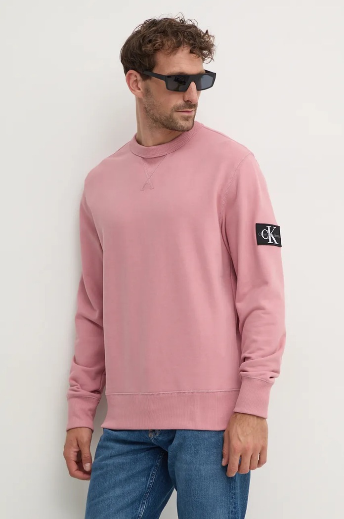 Bavlněná mikina Calvin Klein Jeans růžová J30J323426