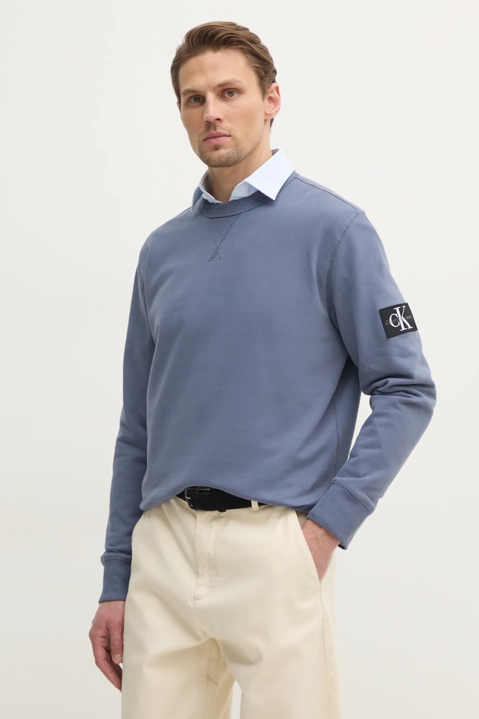 Bavlněná mikina Calvin Klein Jeans modrá J30J323426