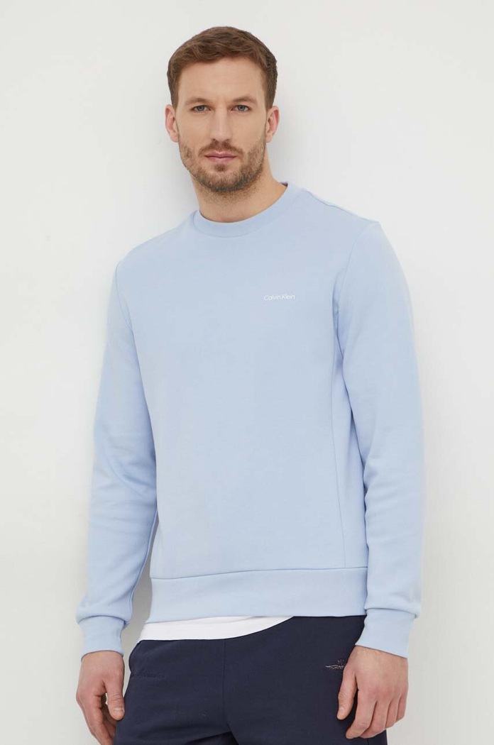 Mikina Calvin Klein bez kapuce modrá K10K109926