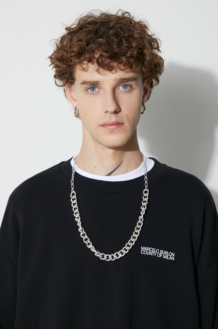 Marcelo Burlon hanorac de bumbac Tempera CMBA049C99FLE0011001 negru