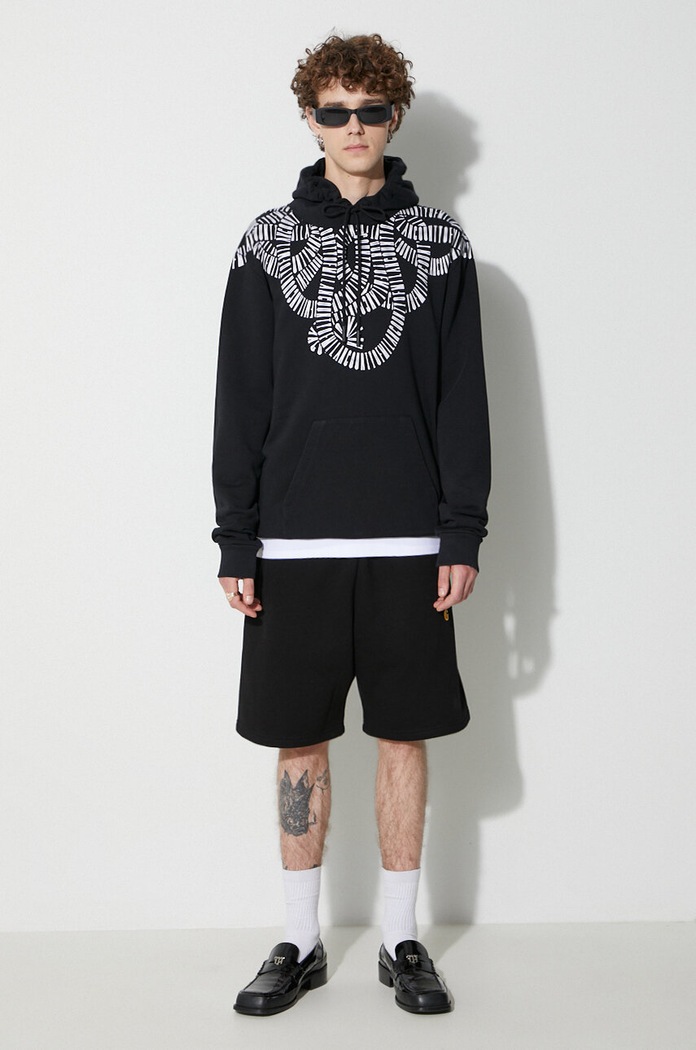 Marcelo Burlon hanorac de bumbac Snake Wings CMBB007C99FLE0031001 negru AW23