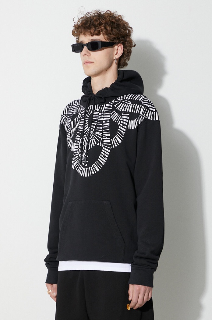 Marcelo Burlon hanorac de bumbac Snake Wings negru CMBB007C99FLE0031001