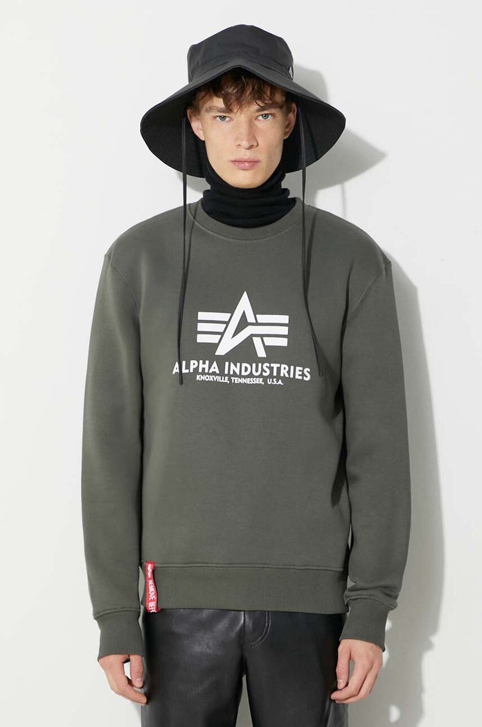 Alpha Industries bluză Basic Sweater print verde 178302.142