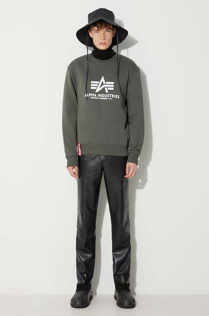 Alpha Industries bluză Basic Sweater 178302.142 verde SS25