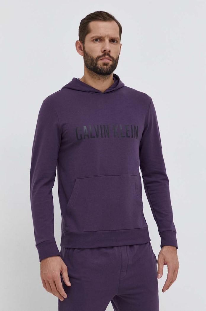 Mikina Calvin Klein Underwear s kapucí fialová 000NM1966E