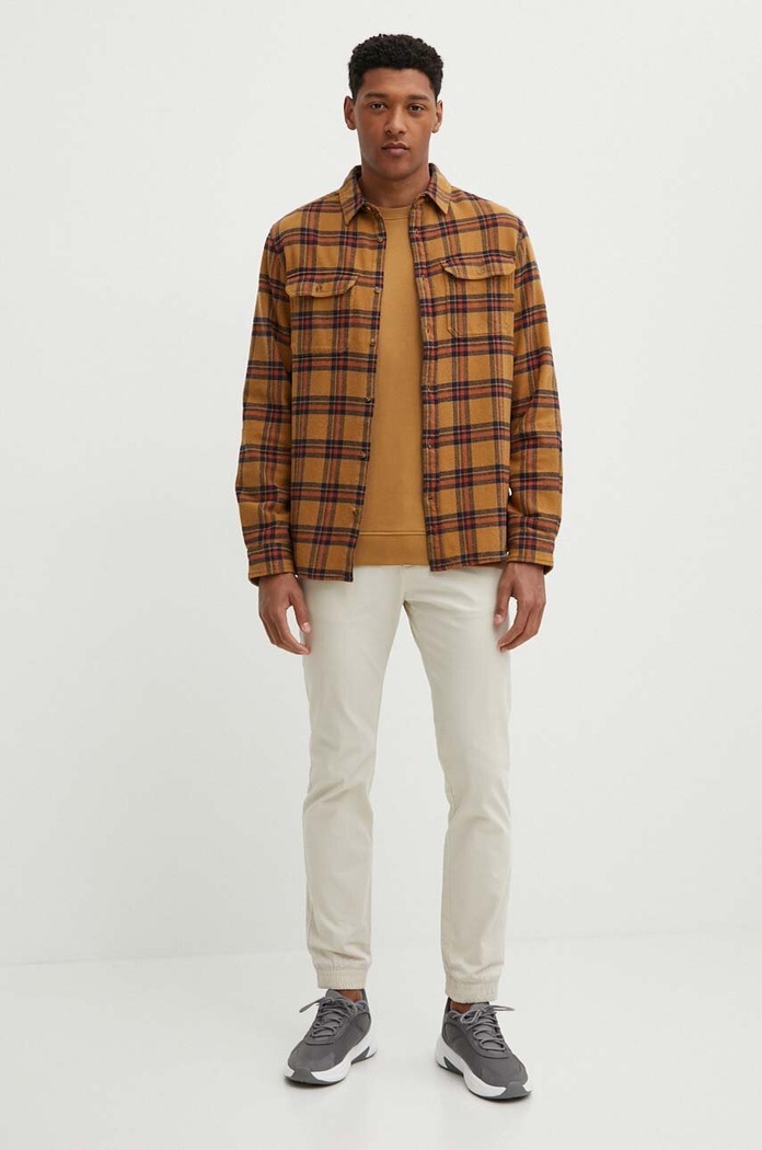 Fjallraven bluza bawełniana Vardag F87070.232 brązowy AW23