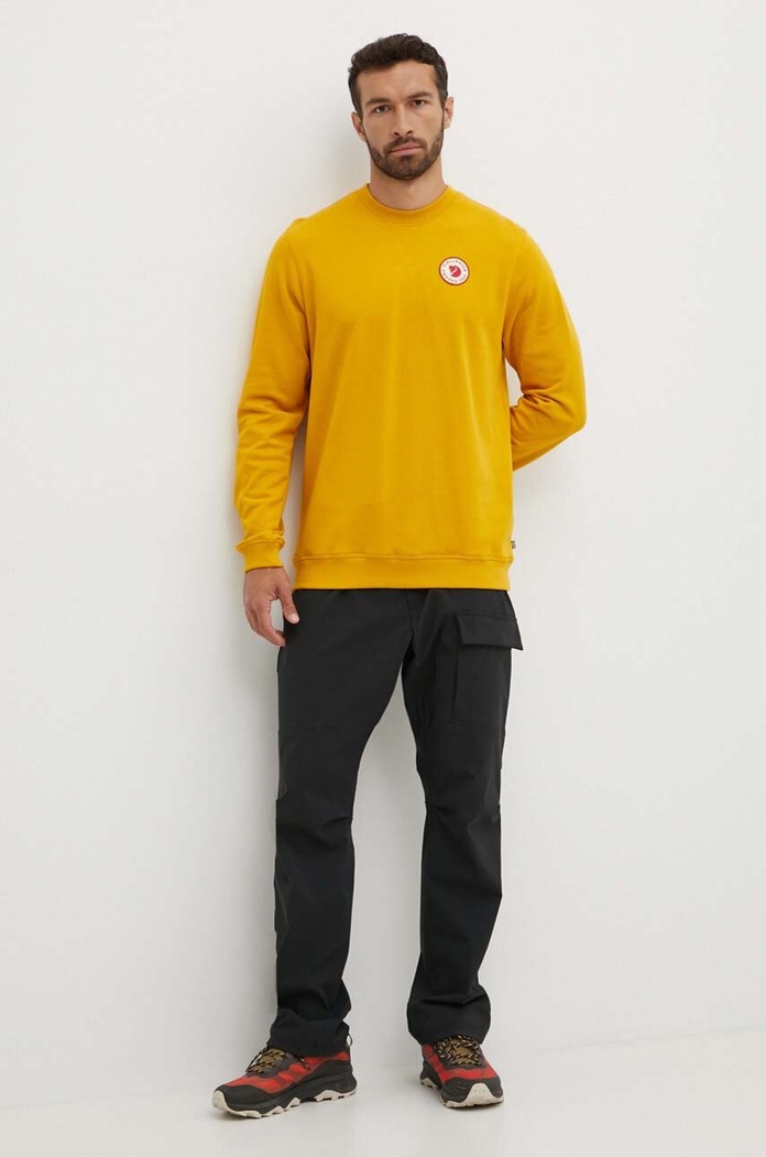 Fjallraven bluza bawełniana 1960 Logo Badge Sweater F87163.161 żółty SS24