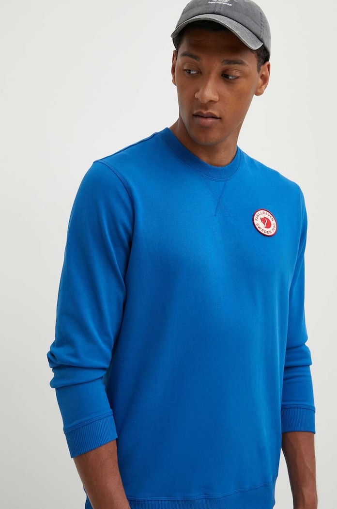 Fjallraven bluza bawełniana 1960 Logo Badge Sweater bawełna niebieski F87163.538
