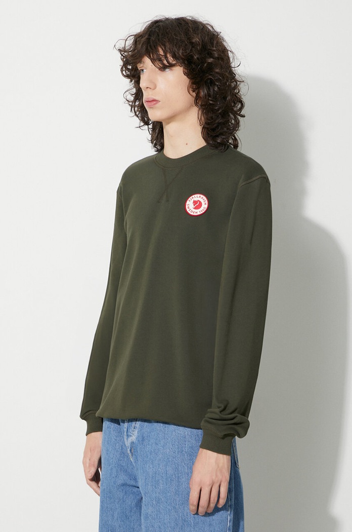 Памучен суичър Fjallraven 1960 Logo Badge Sweater зелен F87163.662