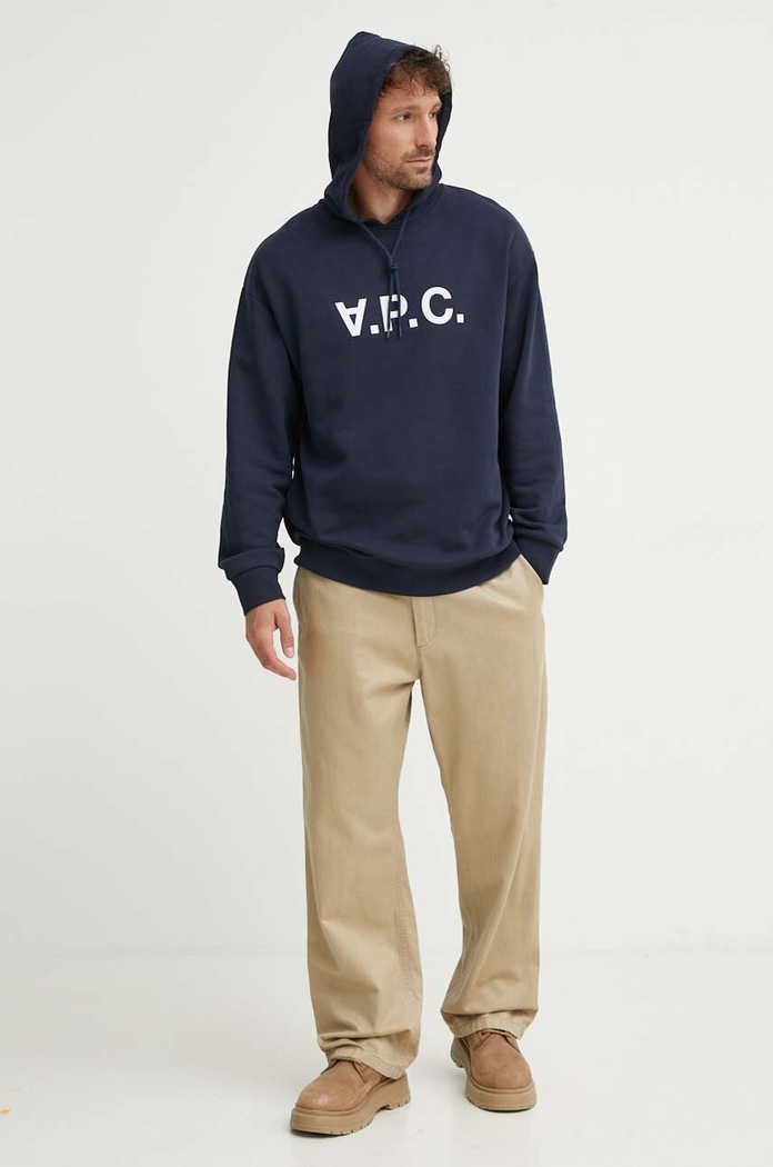 Pamučna dukserica A.P.C. COFDX.H27833 mornarsko plava AW23