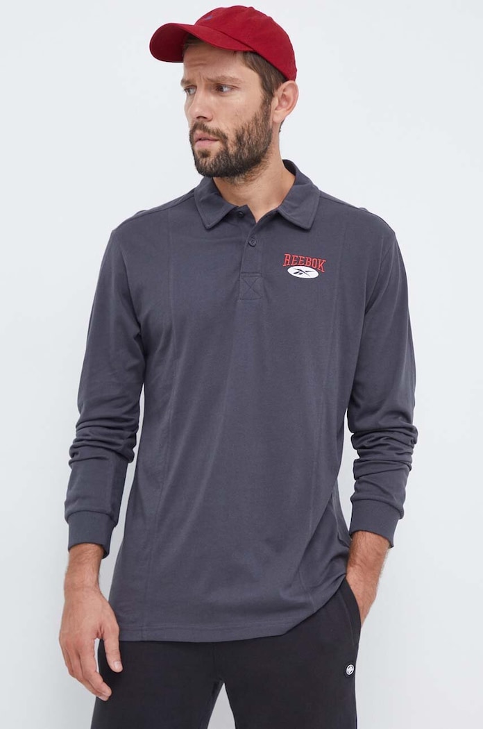 Bavlnené tričko s dlhým rukávom Reebok Classic potlač sivá 100036751