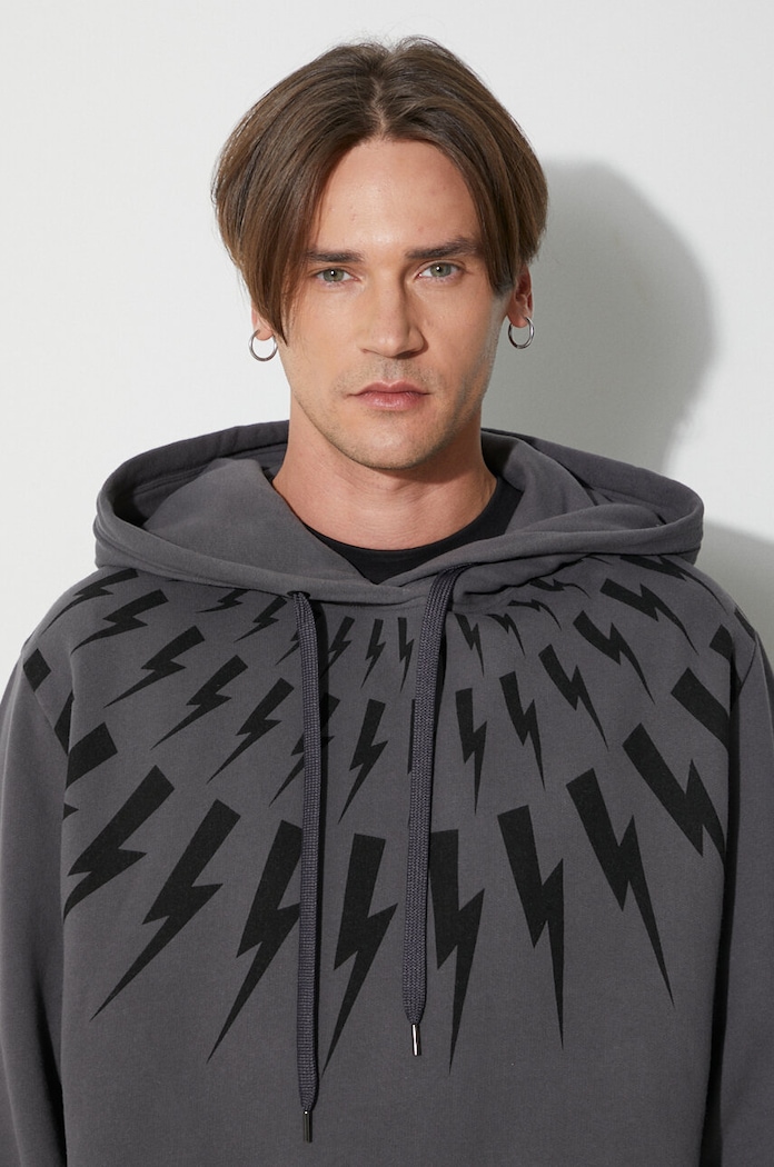 Памучен суичър Neil Barett FAIRISLE THUNDERBOLT PBJS186.V517S.3543 сив