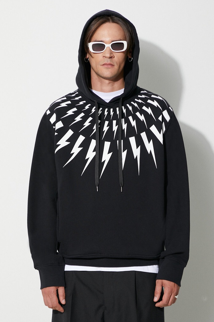 Neil Barrett Neil Barett hanorac de bumbac FAIRISLE THUNDERBOLT negru PBJS186.V517S.524