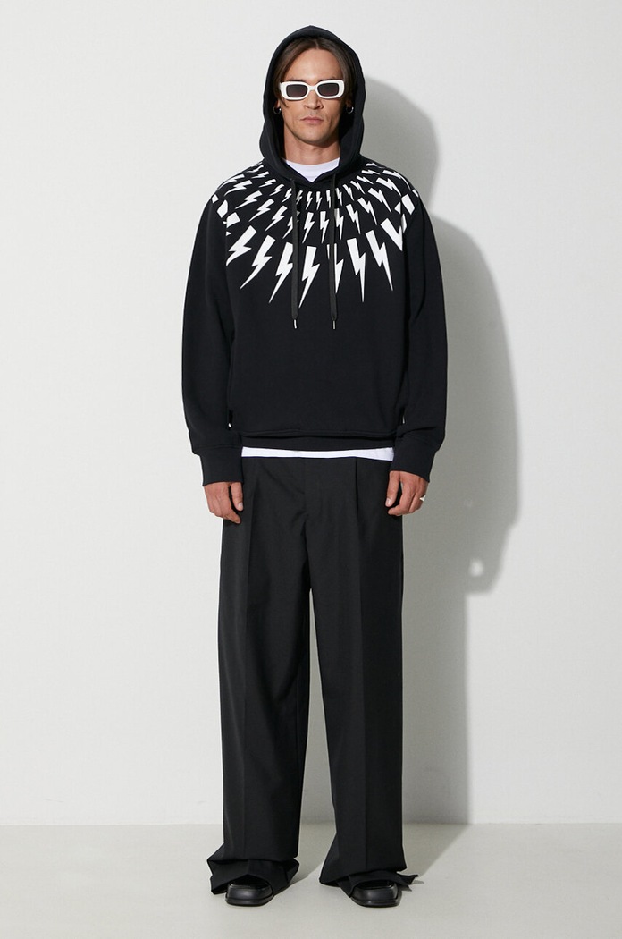 Neil Barrett Neil Barett hanorac de bumbac FAIRISLE THUNDERBOLT PBJS186.V517S.524 negru AW23