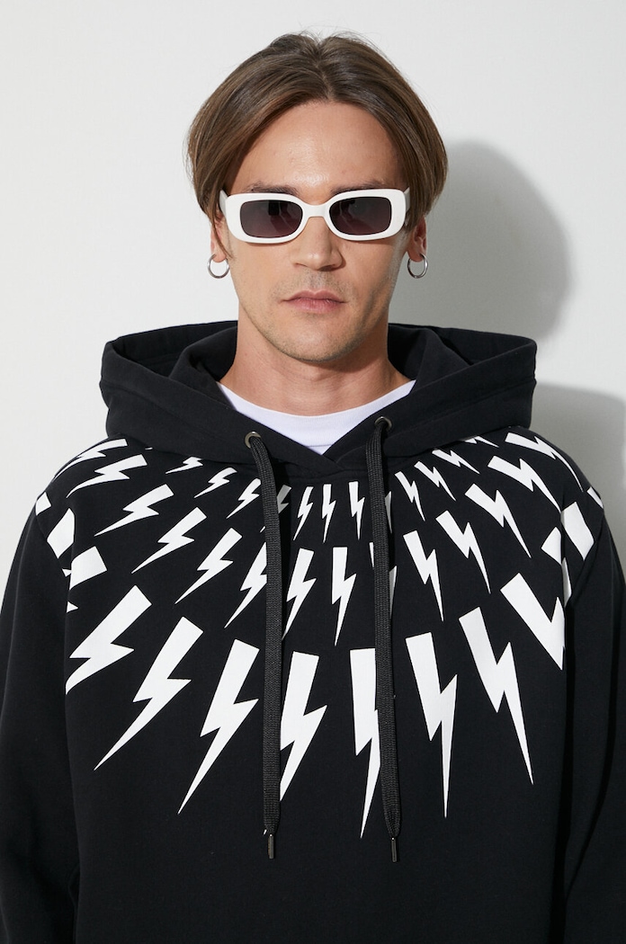 Neil Barett hanorac de bumbac FAIRISLE THUNDERBOLT Neil Barrett negru PBJS186.V517S.524