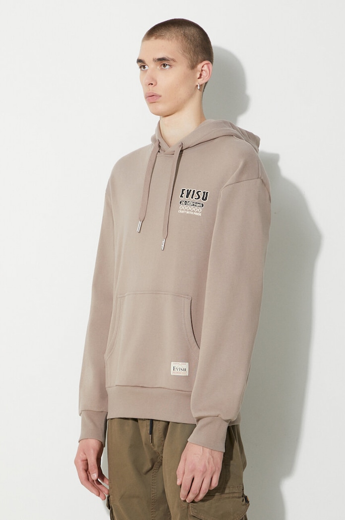 Clothing Evisu cotton sweatshirt Double Kamon EMB 2EAHTM3SW1076RXCT beige