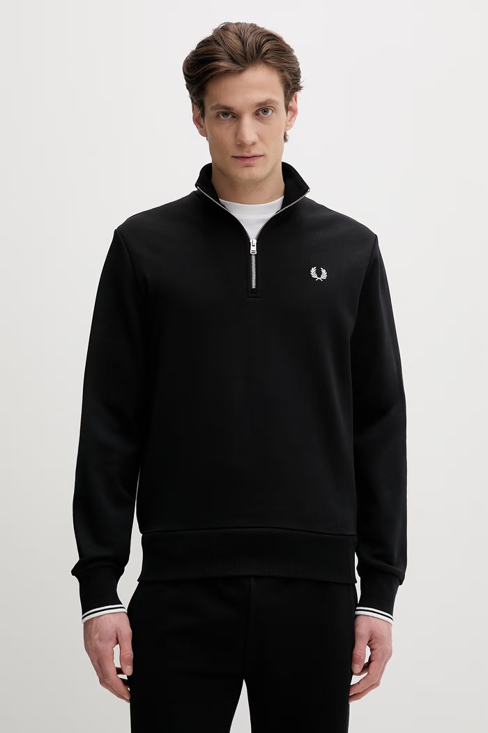 Fred Perry bluza bawełniana gładkie czarny M3574.102