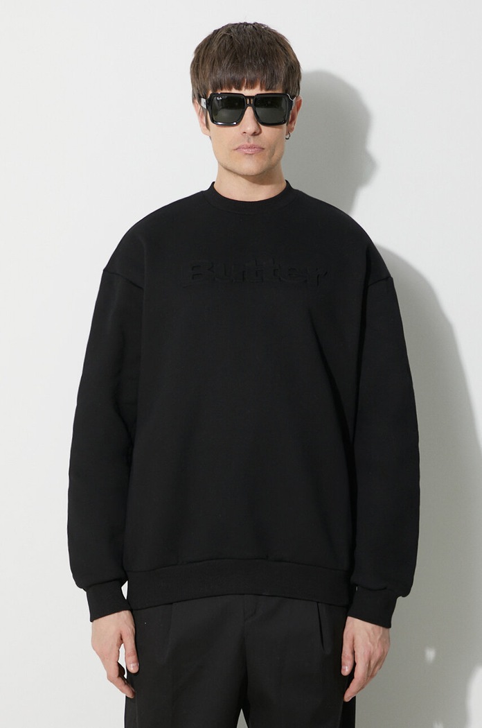 Butter Goods bluza Embossed Logo Crewneck Sweatshirt z kapturem czarny BGQ423D11104