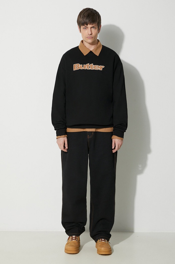 Butter Goods bluza Felt Logo Applique Crewneck BGQ423D20904 czarny AW23