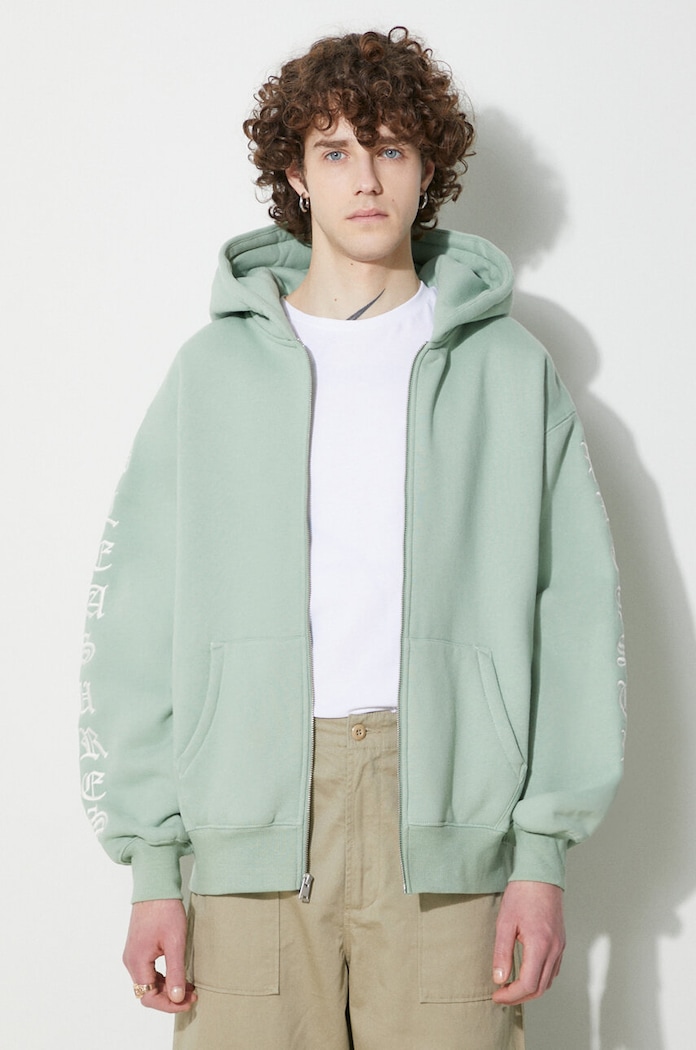 Ρούχα Μπλούζα PLEASURES Oe Zip Up Hoodie P23W038.MATCHA πράσινο