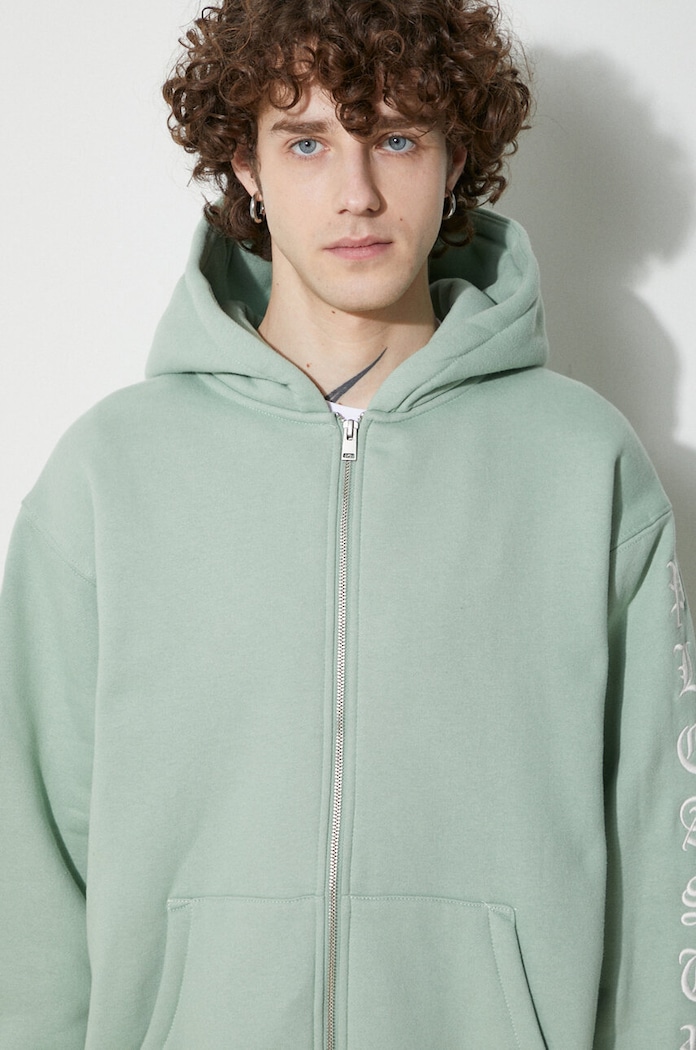 Μπλούζα PLEASURES Oe Zip Up Hoodie P23W038.MATCHA πράσινο